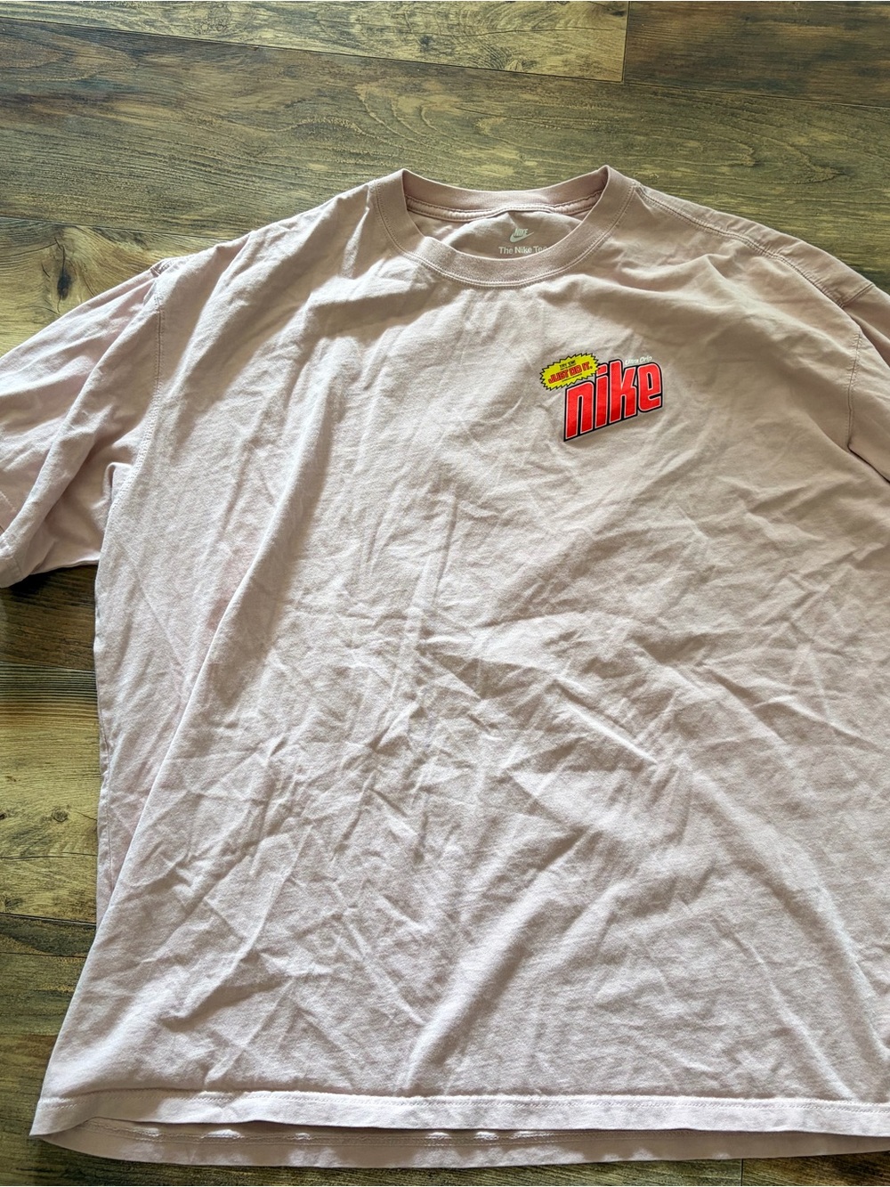 Nike Men's Light Pink Short-Sleeve Tee with Red Chest Logo
